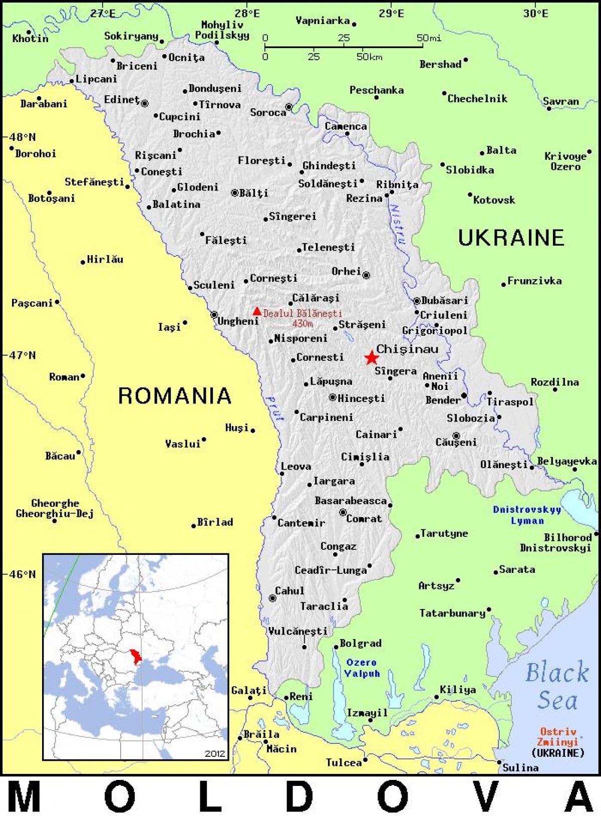 Bản đồ của Moldova nước 